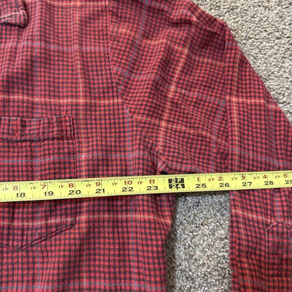 Vintage North Crest Madras Flannel Casual Button Up Shirt Men Extra Large XL Red - Picture 5 of 7